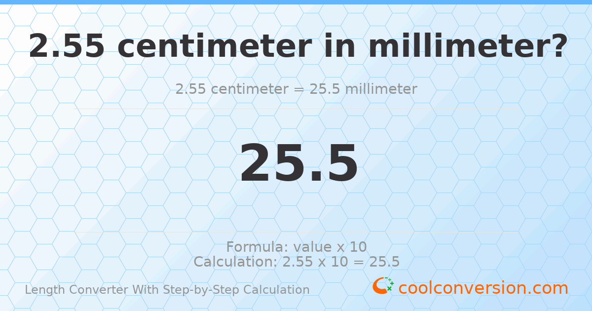 2.55 centimeters = 25.5 millimeters