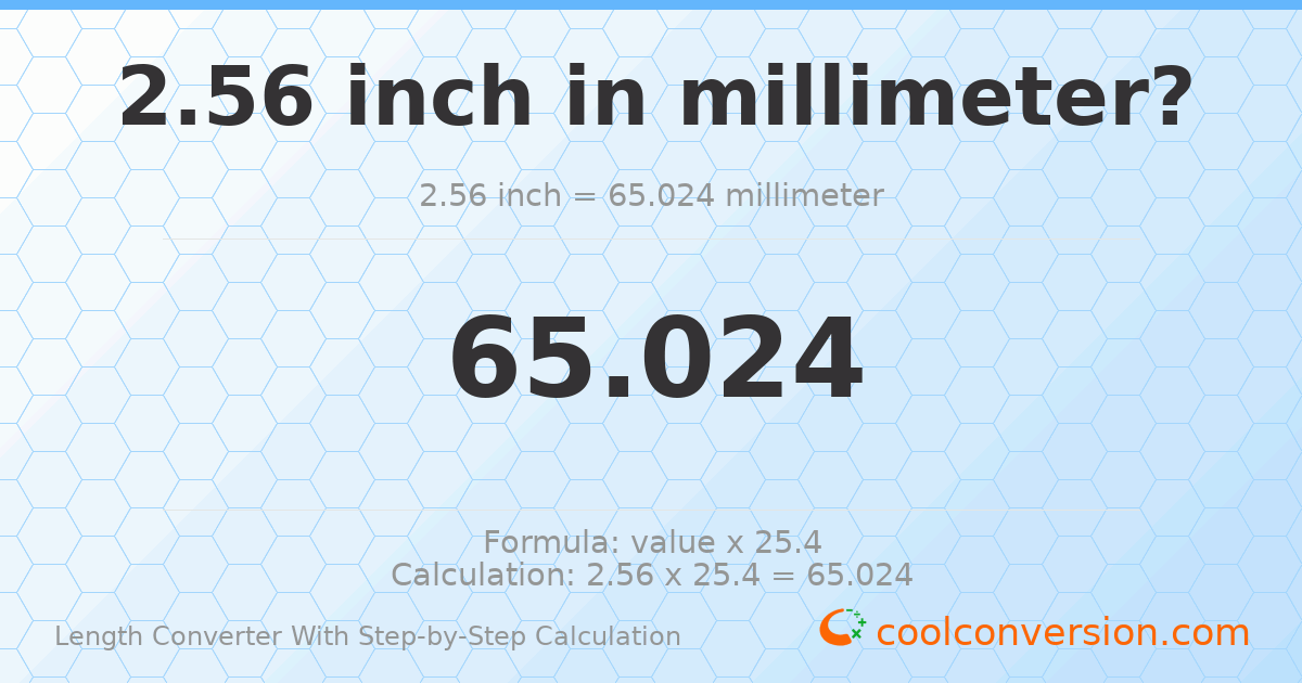 2.56 inches = 65.024 millimeters
