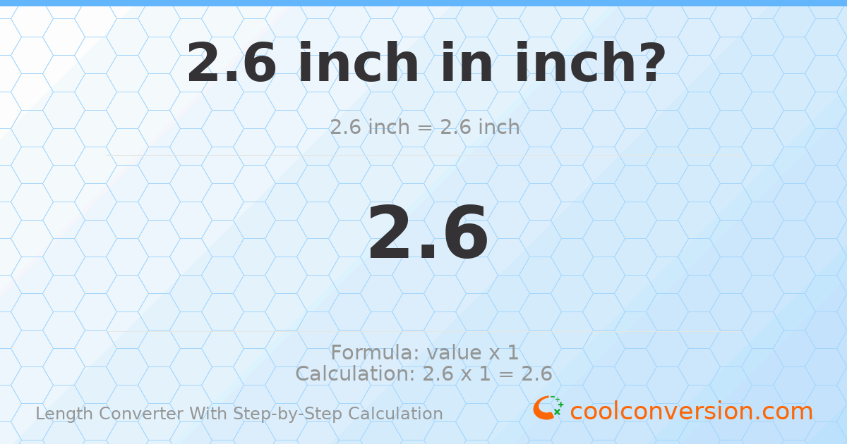 2.6 inches = 2.6 inches