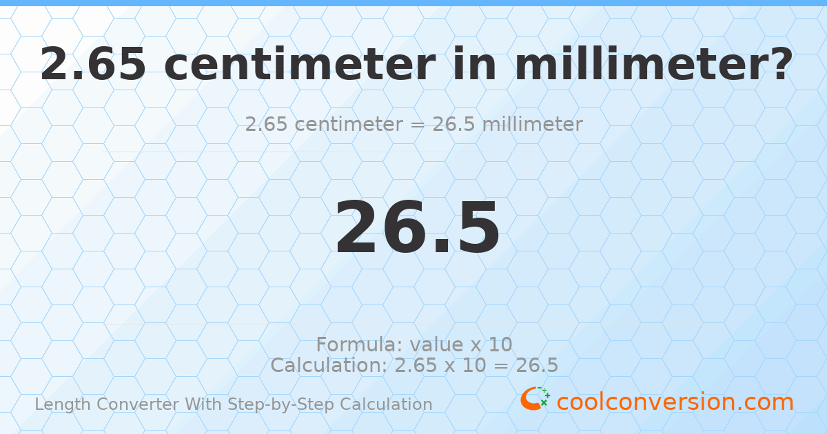 2.65 centimeters = 26.5 millimeters