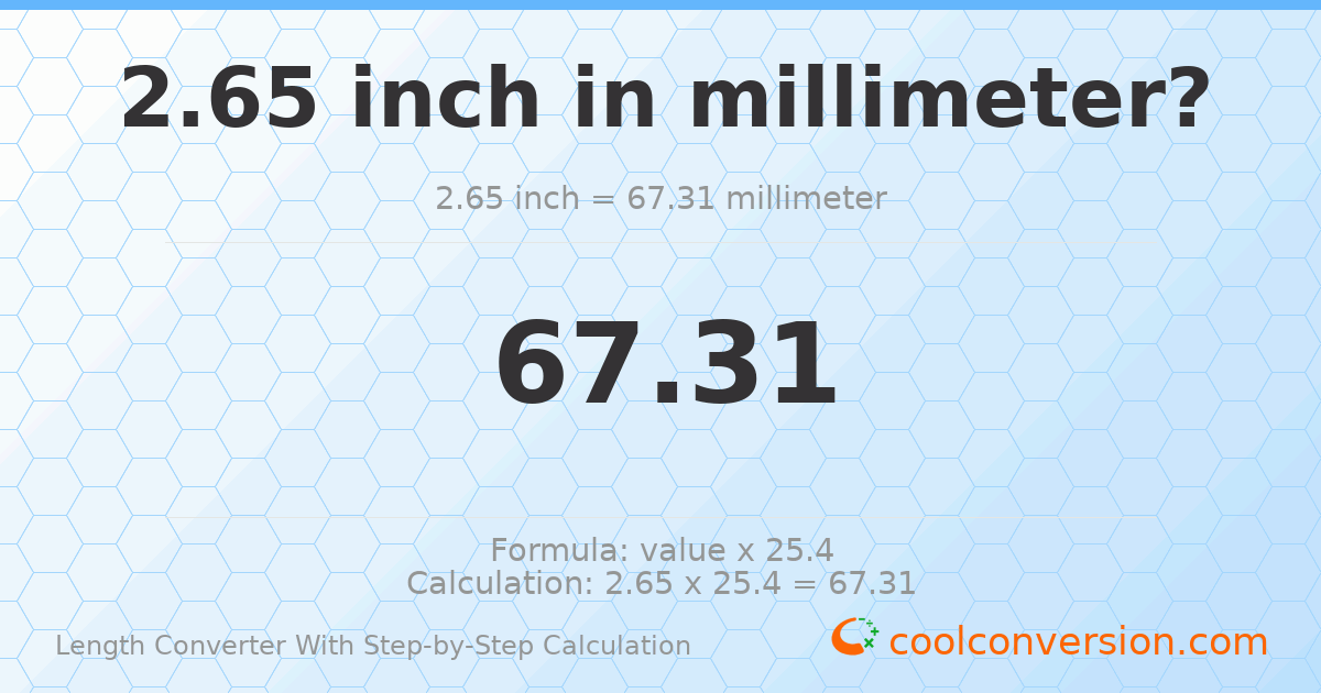2.65 inches = 67.31 millimeters
