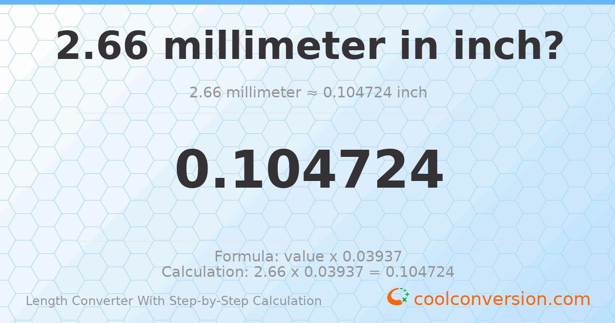 2.66 millimeters = 0.104724 inches