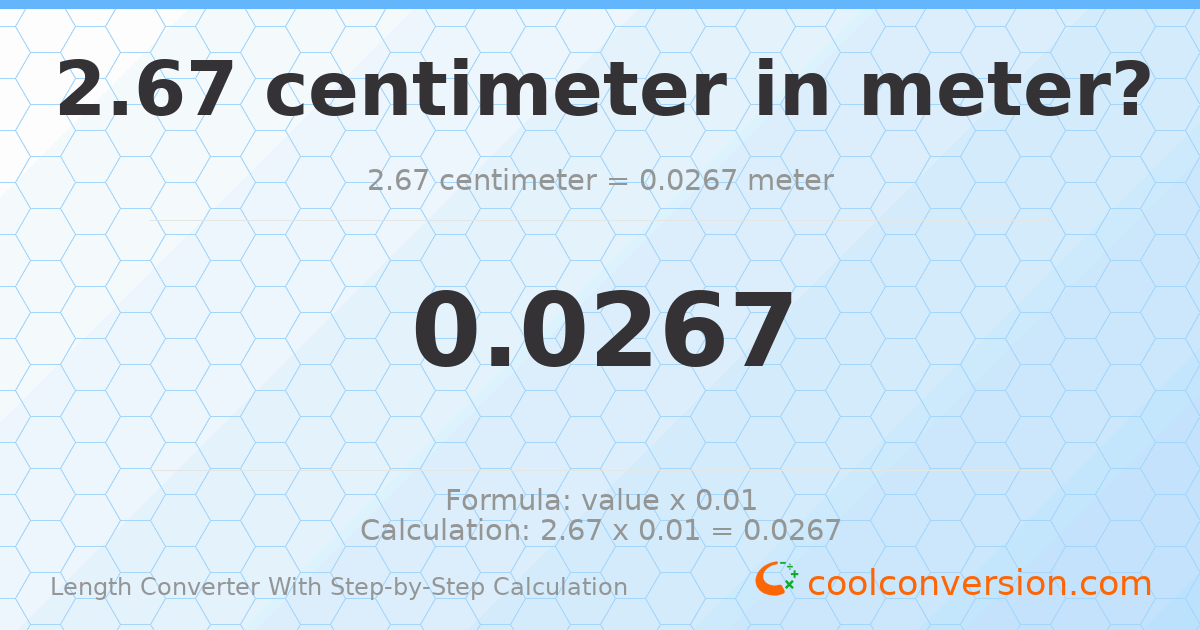 2.67 centimeters = 0.0267 meters