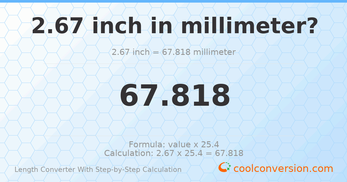 2.67 inches = 67.818 millimeters