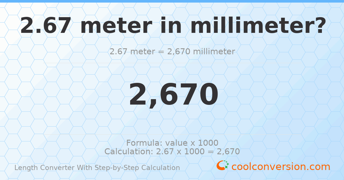 2.67 meters = 2670 millimeters