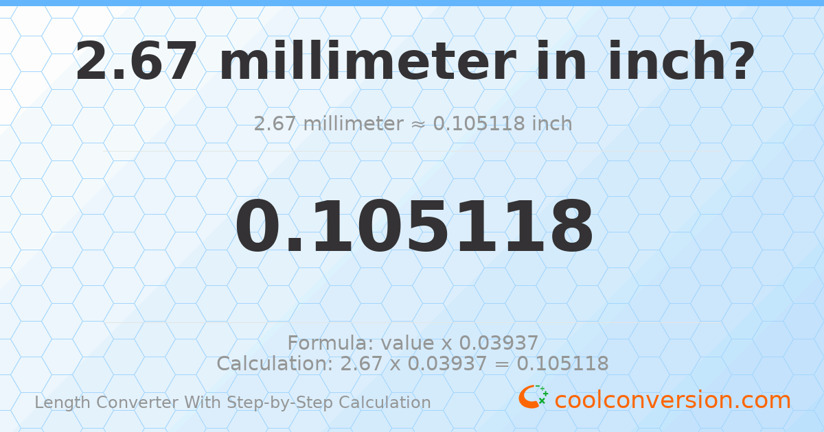 2.67 millimeters = 0.105118 inches