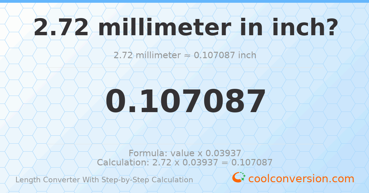 2.72 millimeters = 0.107087 inches
