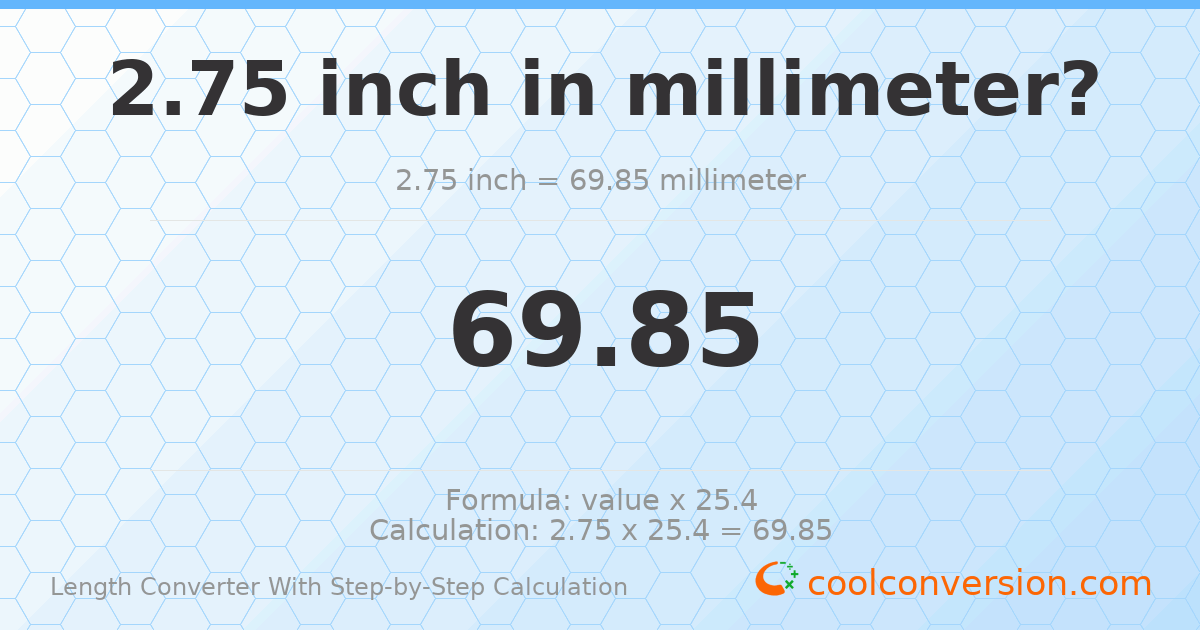 2.75 inches = 69.85 millimeters