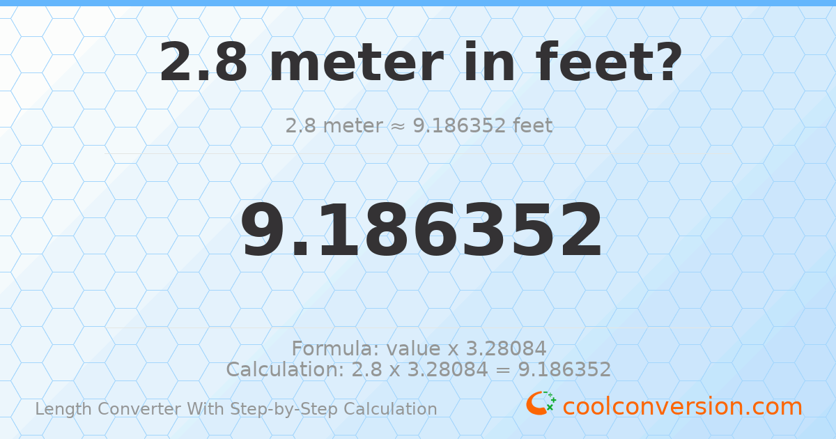 2.8 meters = 9.18635 feet