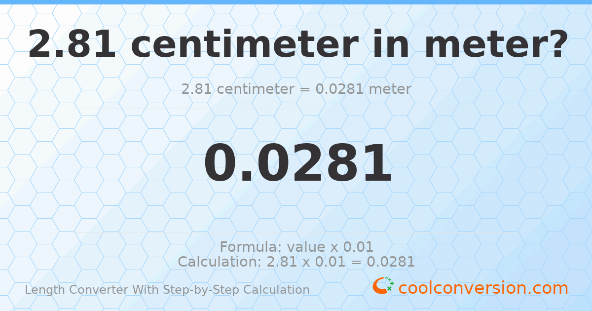 2.81 centimeters = 0.0281 meters