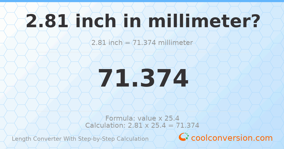 2.81 inches = 71.374 millimeters