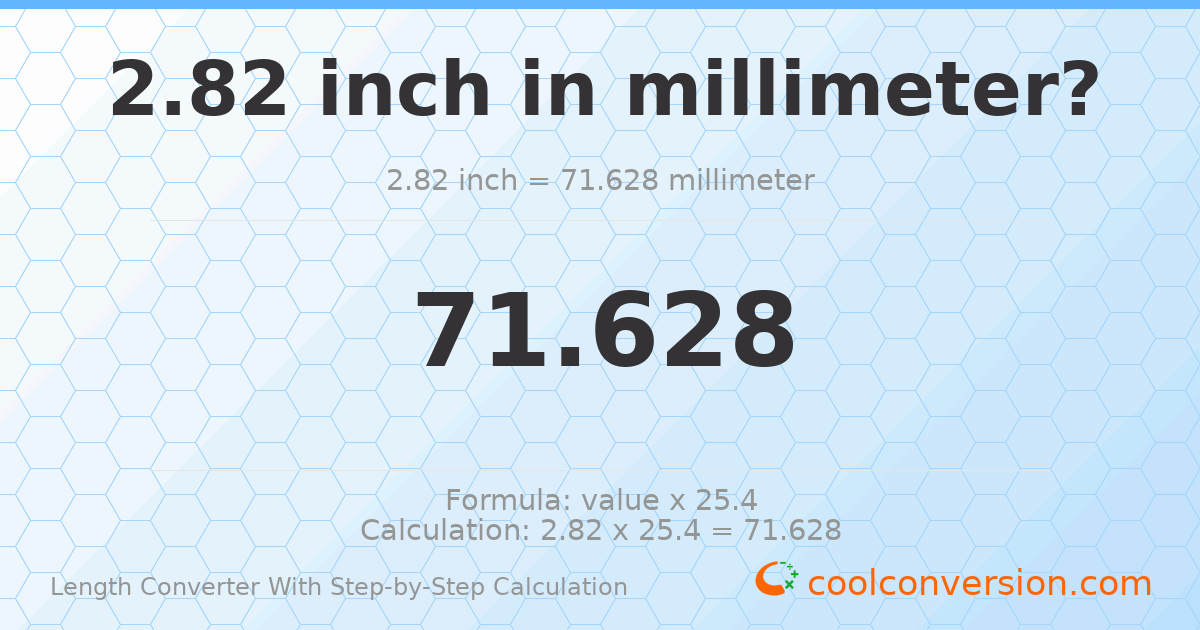 2.82 inches = 71.628 millimeters