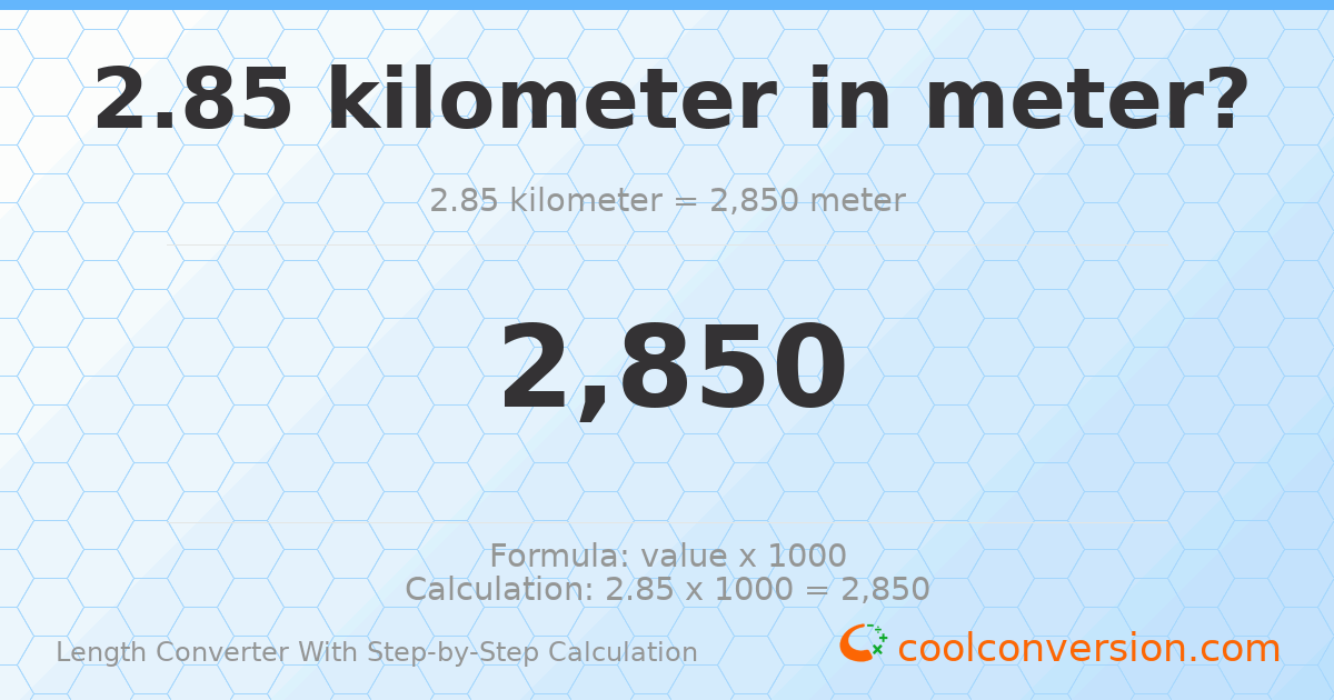 2.85 kilometers = 2850 meters