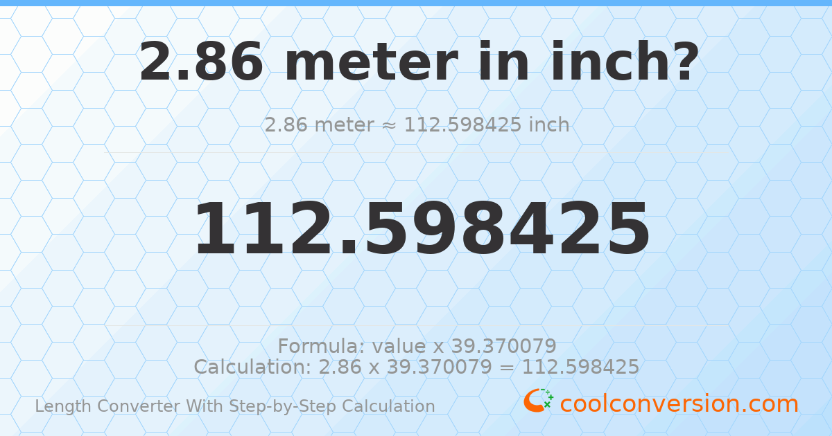 2.86 meters = 112.598 inches