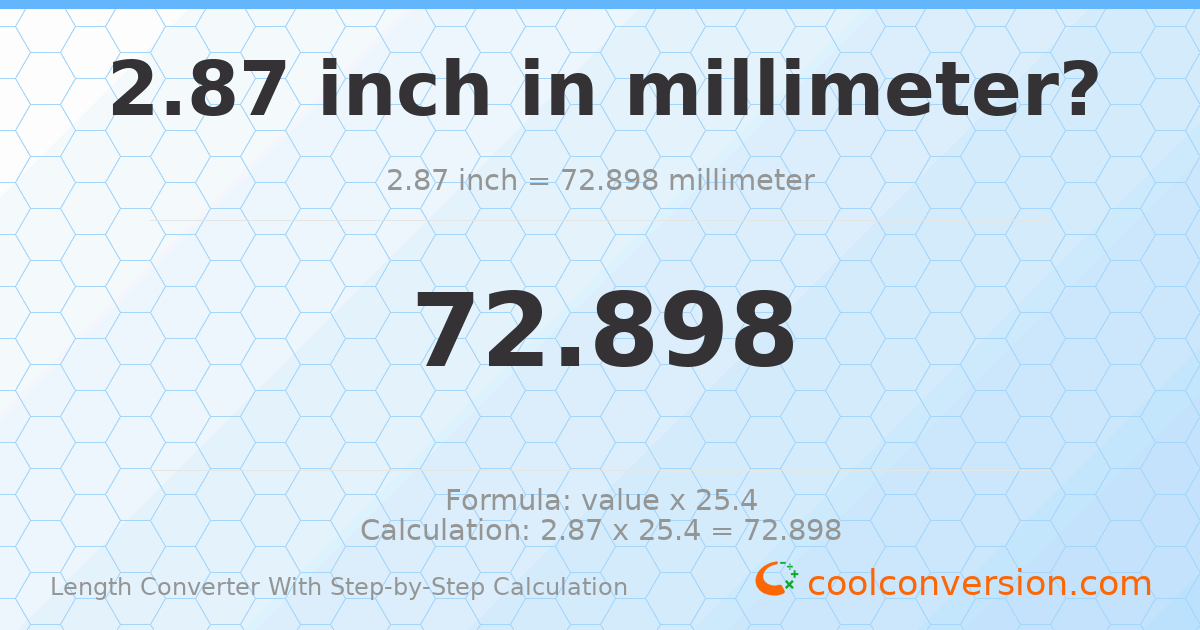 2.87 inches = 72.898 millimeters
