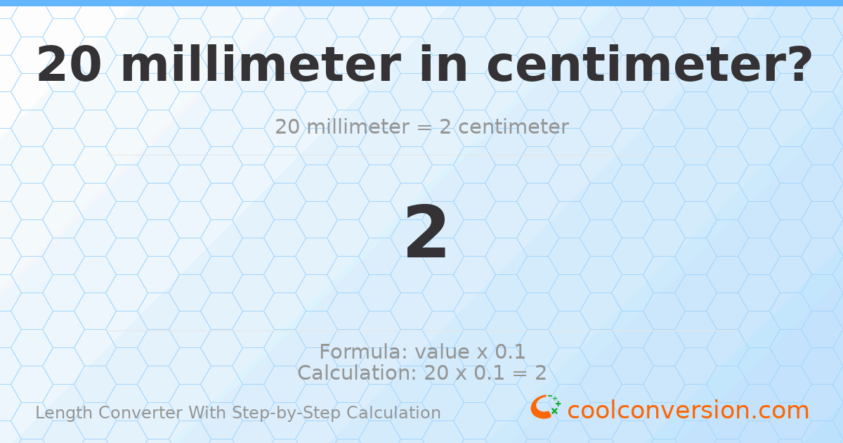 20 millimeters = 2 centimeters