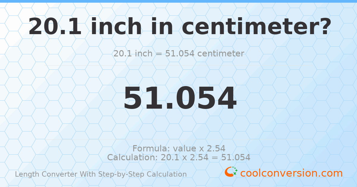 20.1 inches = 51.054 centimeters