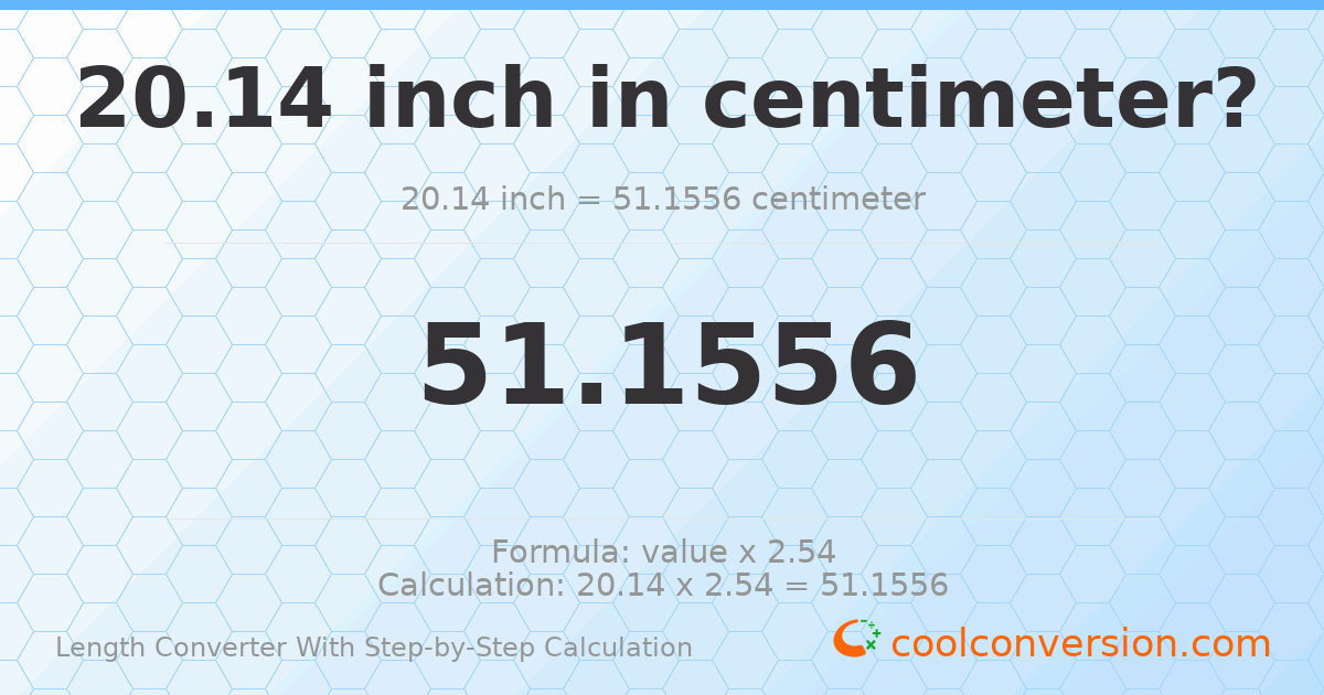 20.14 inches = 51.1556 centimeters