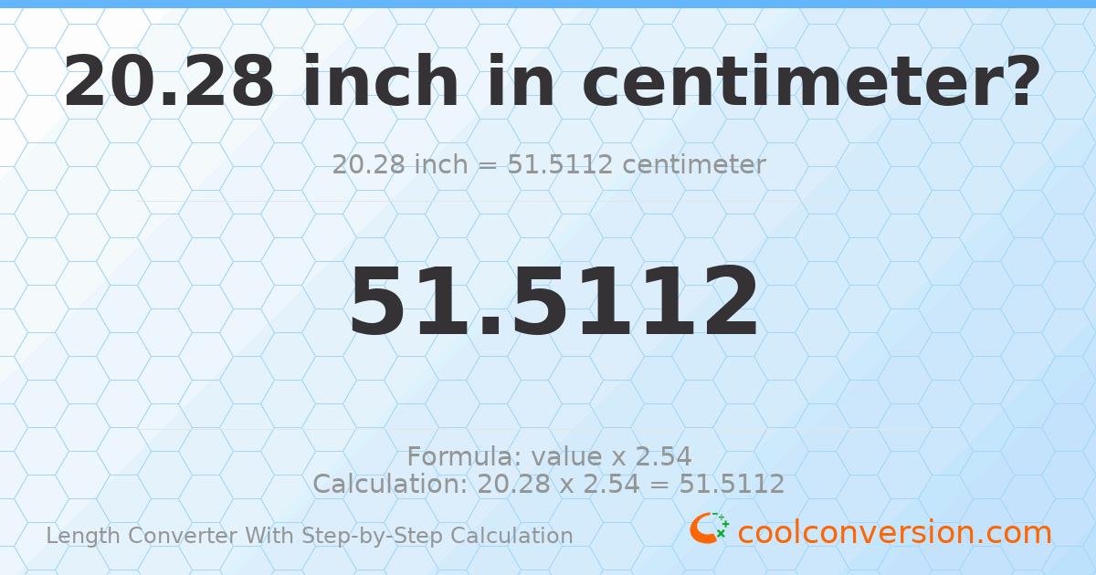 20.28 inches = 51.5112 centimeters