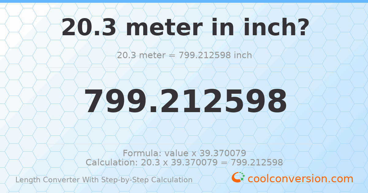 20.3 meters = 799.213 inches
