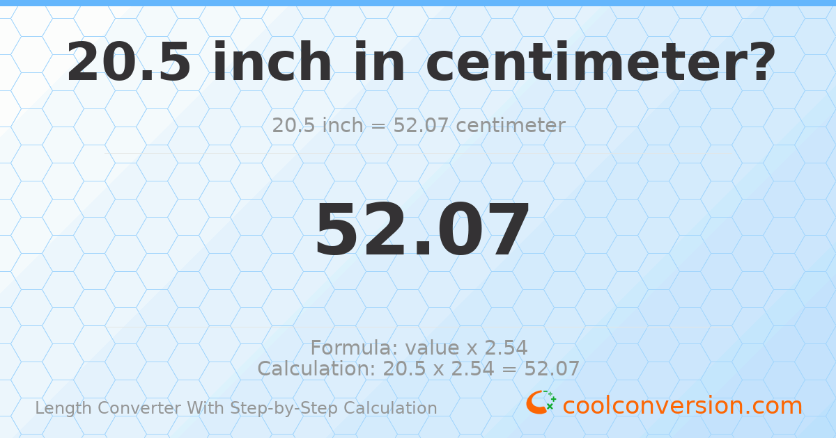 20.5 inches = 52.07 centimeters