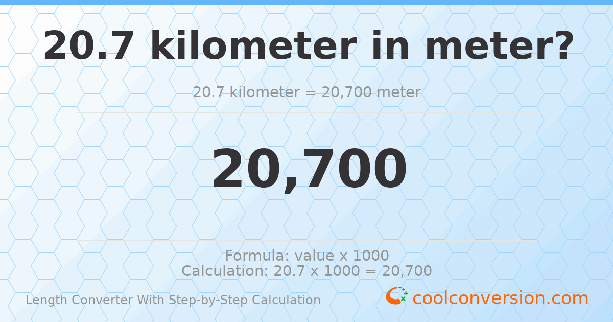 20.7 kilometers = 20700 meters