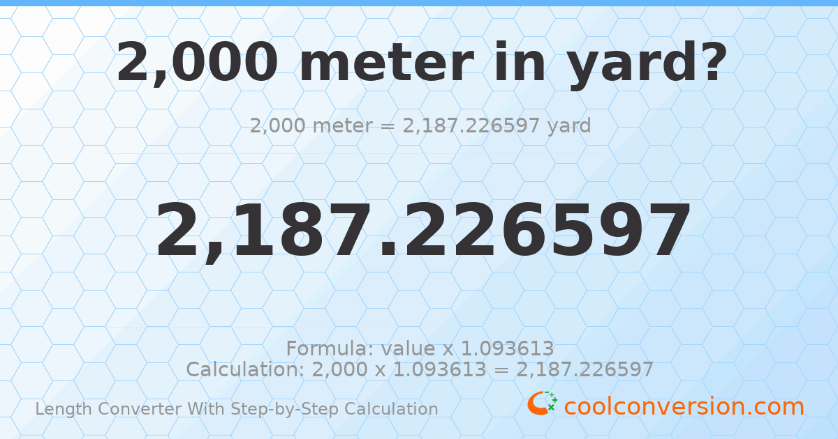 2000 meters = 2187.23 yards