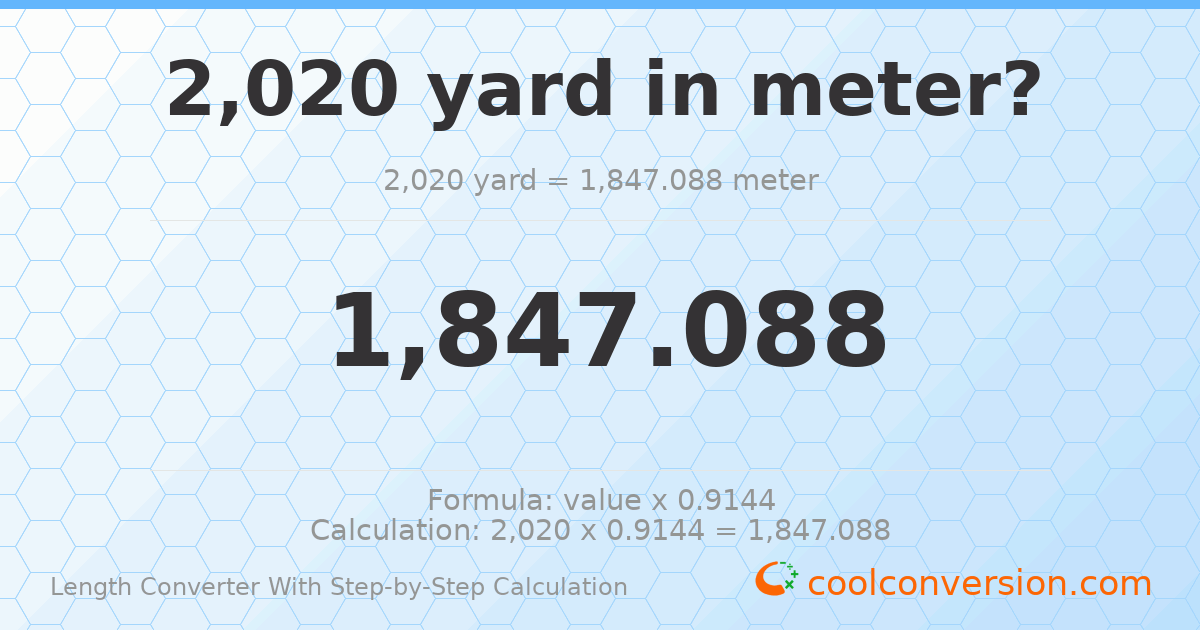 2020 yards = 1847.09 meters