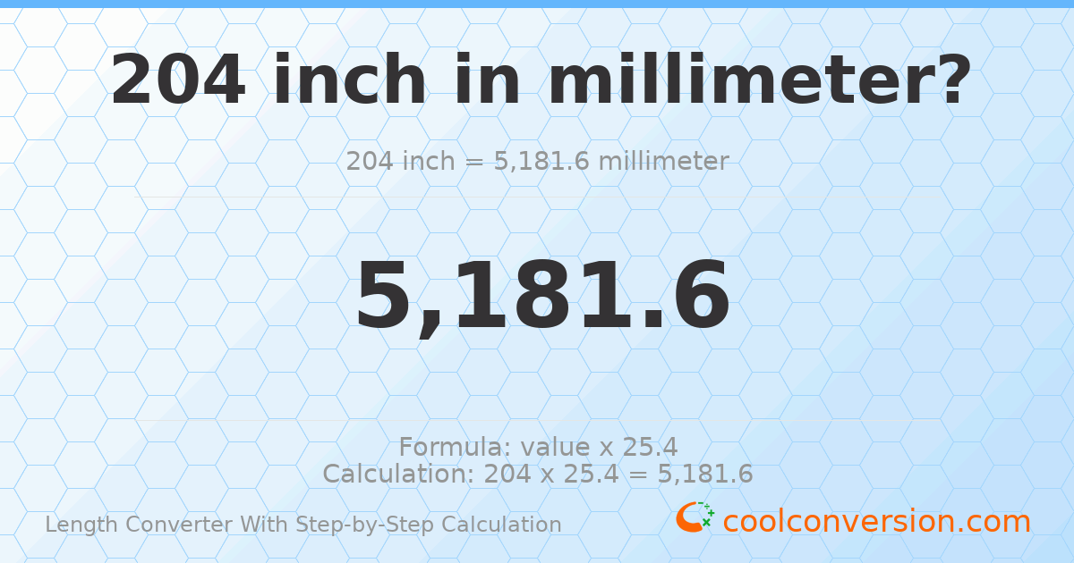 204 inches = 5181.6 millimeters