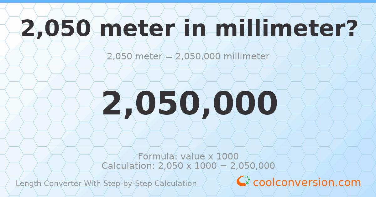 2050 meters = 2050000 millimeters