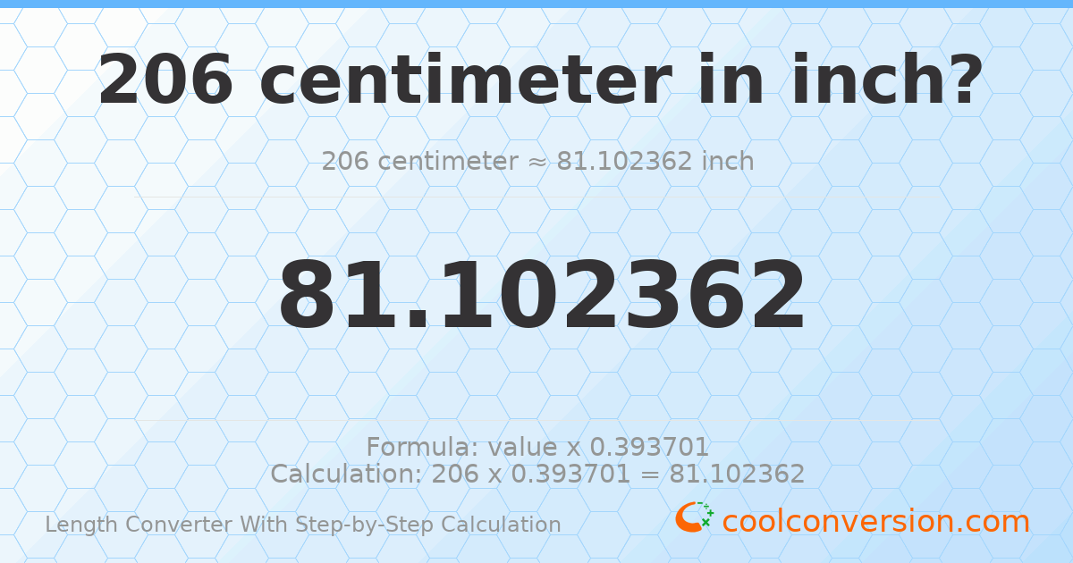 206 centimeters = 81.1024 inches