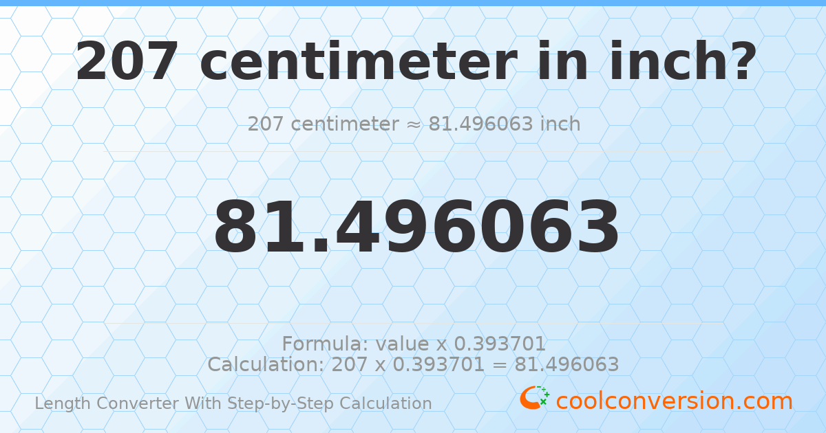 207 centimeters = 81.4961 inches