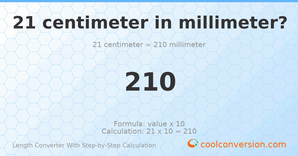 21 centimeters = 210 millimeters