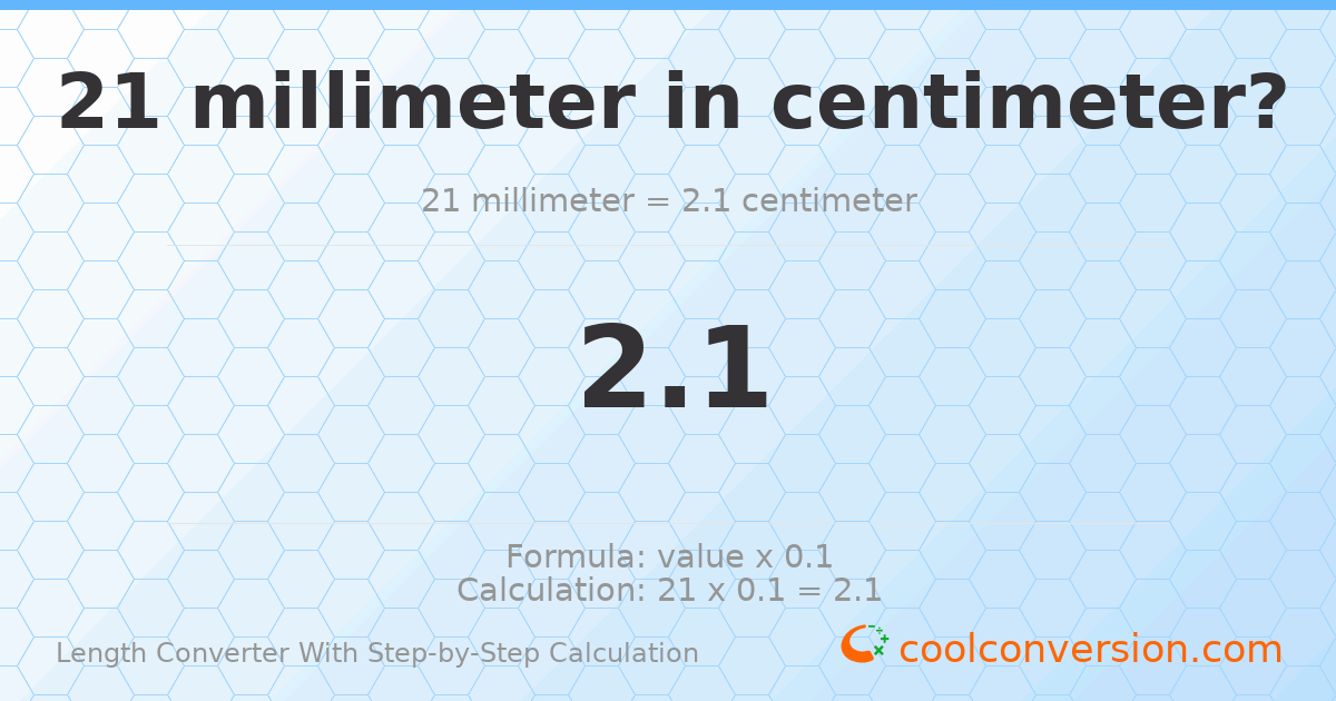 21 millimeters = 2.1 centimeters