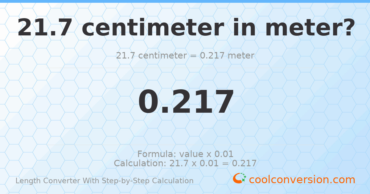 21.7 centimeters = 0.217 meters
