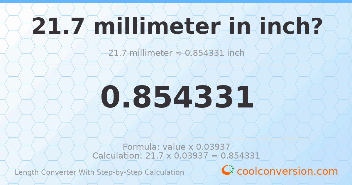 21.7 millimeters = 0.854331 inches