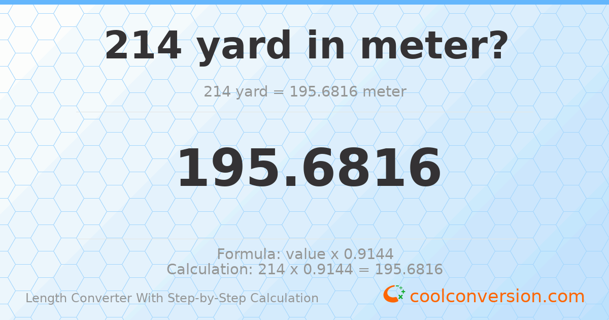 214 yards = 195.682 meters