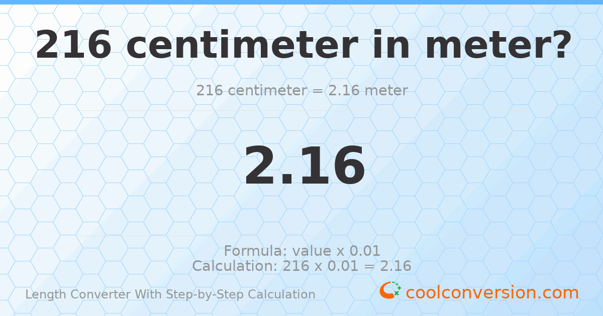 216 centimeters = 2.16 meters