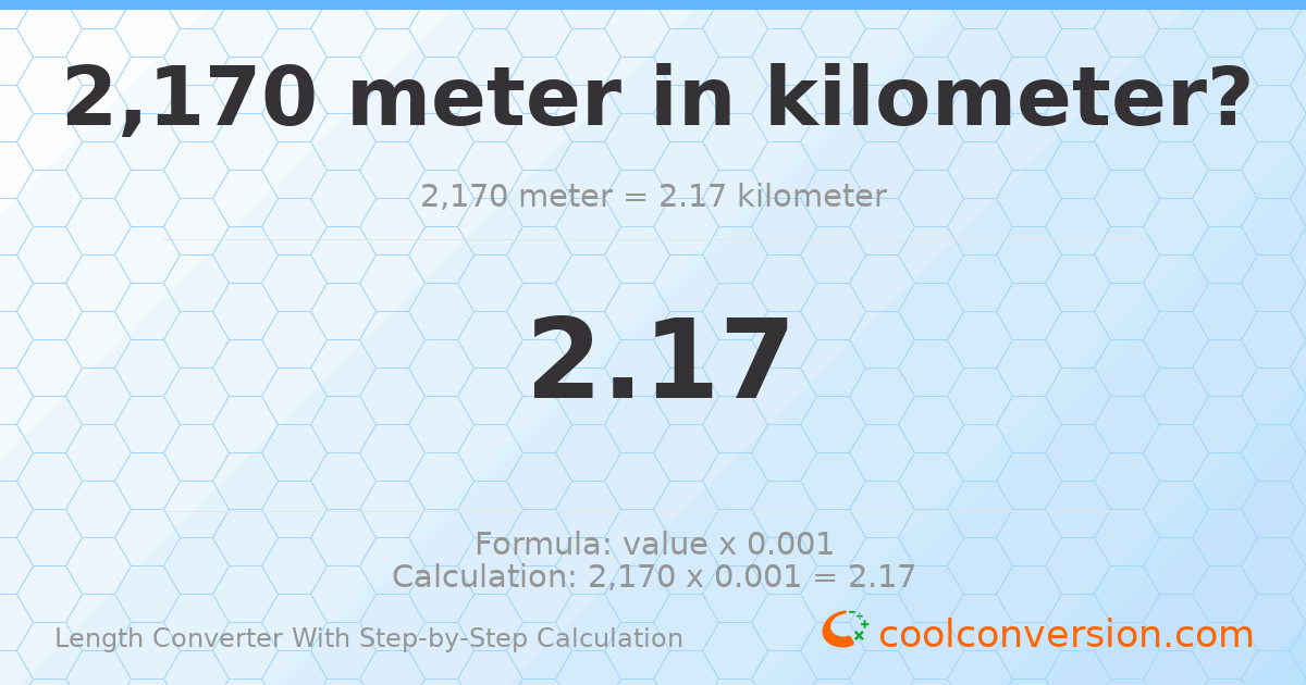 2170 meters = 2.17 kilometers