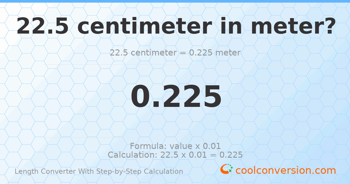 22.5 centimeters = 0.225 meters