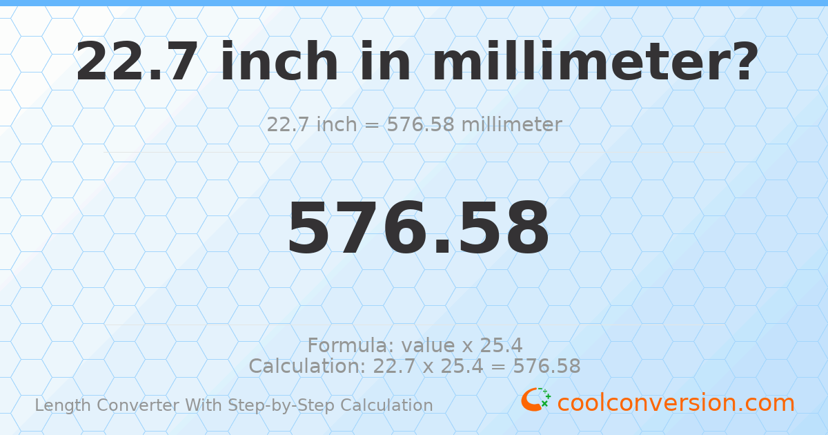 22.7 inches = 576.58 millimeters