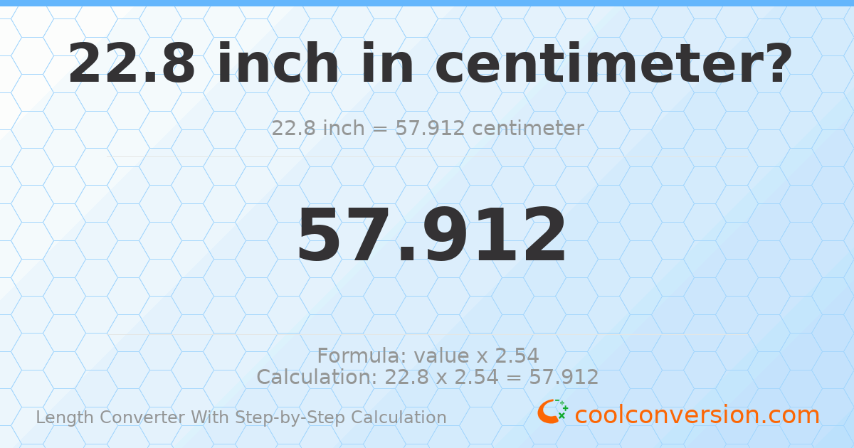 22.8 inches = 57.912 centimeters