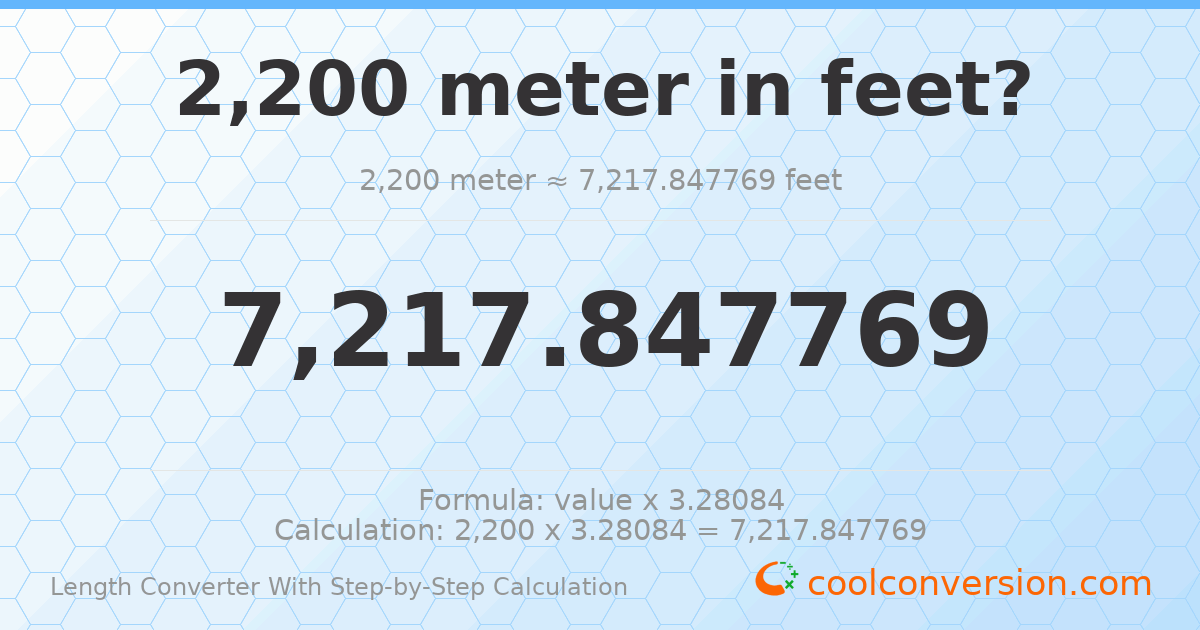 2200 meters = 7217.85 feet