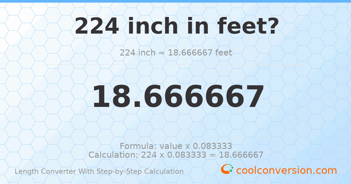 224 inches = 18.6667 feet