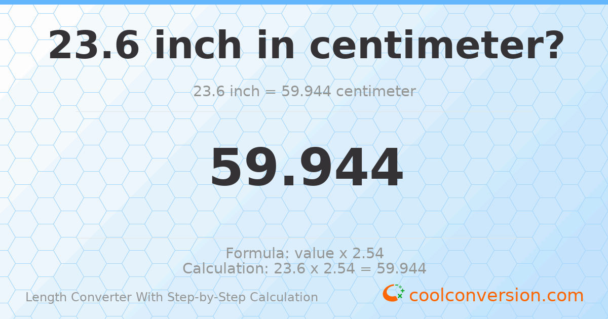 23.6 inches = 59.944 centimeters