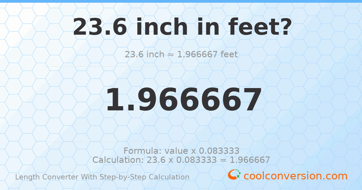 23.6 inches = 1.96667 feet