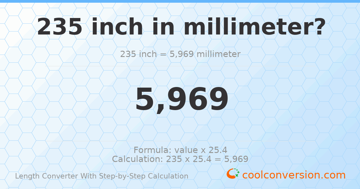 235 inches = 5969 millimeters