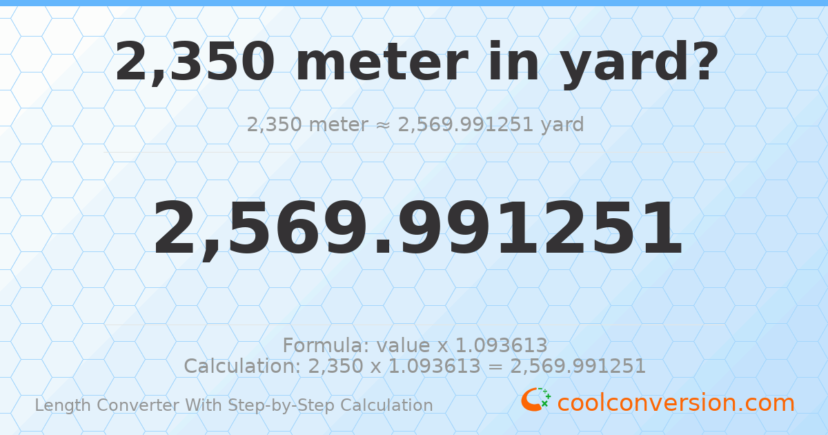 2350 meters = 2569.99 yards