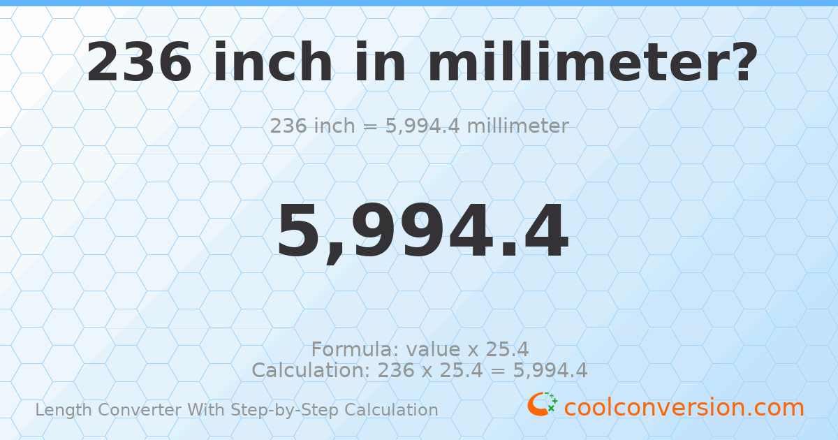 236 inches = 5994.4 millimeters