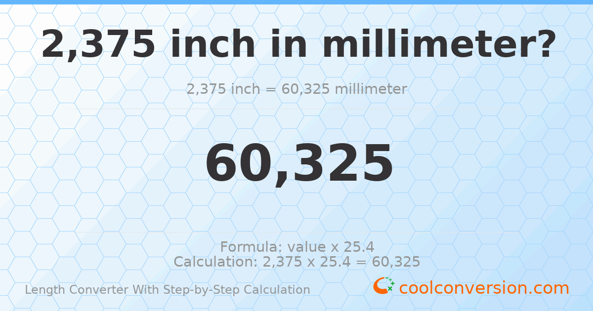 2375 inches = 60325 millimeters